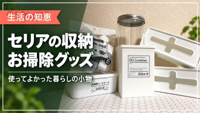 セリアの収納ケースと掃除グッズを紹介するサムネイル